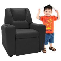 Fotel rozkładany dla dzieci, obity sztuczną skórą, czarny