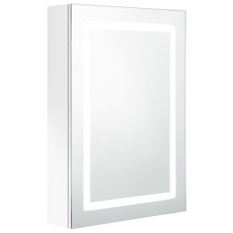 Szafka łazienkowa z lustrem i LED, lśniąca biel, 50x13x70 cm