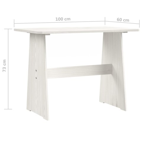 Stół jadalniany z ławką, biały, lita sosna