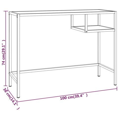 Biurko komputerowe, biały marmur, 100x36x74cm, hartowane szkło Biurko komputerowe, biały marmur, 100x36x74cm, hartowane szkło