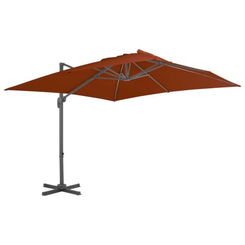 Wiszący parasol na słupku aluminiowym, terakotowy, 300x300 cm