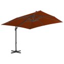 Wiszący parasol na słupku aluminiowym, terakotowy, 300x300 cm