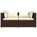2-osobowa sofa z poduszkami, brązowa, polirattan