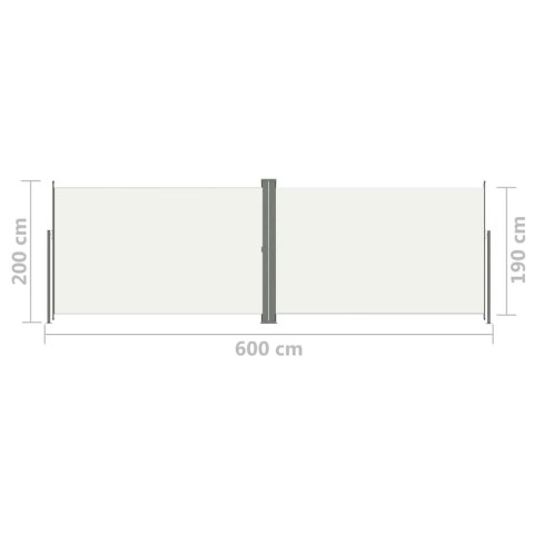 Zwijana markiza boczna, kremowa, 200 x 600 cm