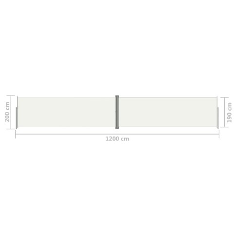 Zwijana markiza boczna, kremowa, 200x1200 cm