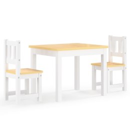 3-cz. zestaw dziecięcy, stolik i krzesła, biało-beżowy, MDF