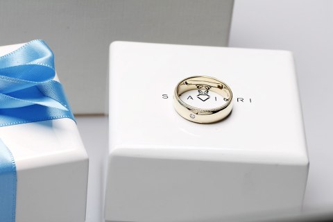 Złota obrączka OBD4079 - Diament