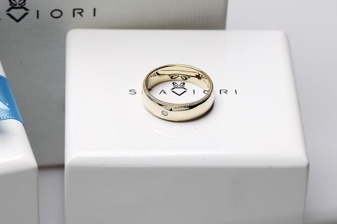 Złota obrączka OBD4079 - Diament