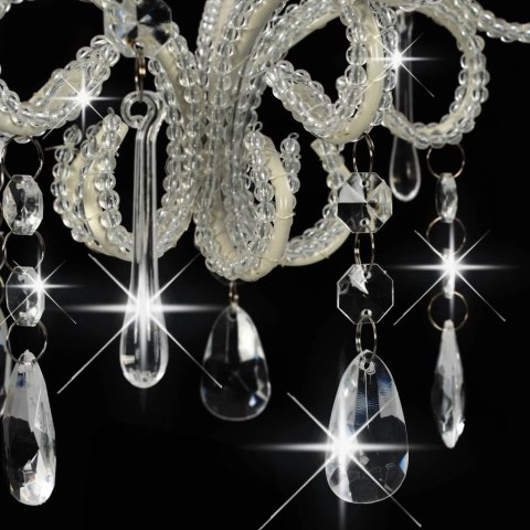 Lampa sufitowa z koralikami, biała, okrągła, E14