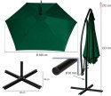 STILISTA Parasol z pokrowcem Ø 3 m, zielony