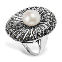 Srebrny pierścionek PDK5347 - Naturalne Perły hodowane słodkowodne