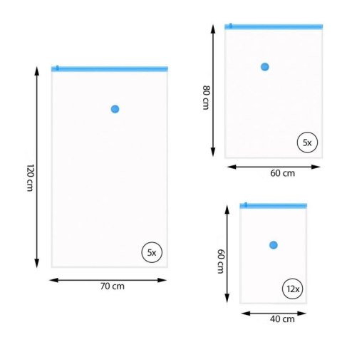 Zestaw worków próżniowych 3 rozmiary - 22 sztuki