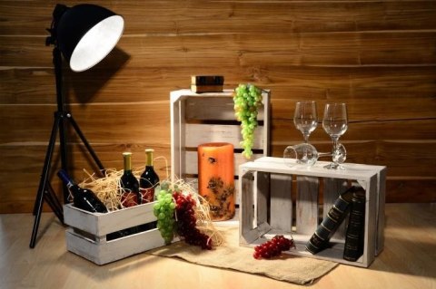 Pudełko DIVERO Vintage, białe, 47 cm x 29,5 cm