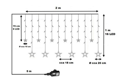 Dekoracja świąteczna - świecące gwiazdki, 150 LED, kolorowe