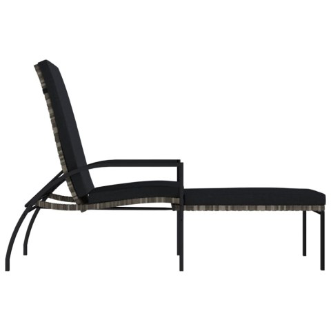 Leżaki z podnóżkiem, 2 szt., polirattanowe, szare