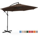 Parasol ogrodowy na wysięgniku okrągły uchylny śr. 300 cm brązowy