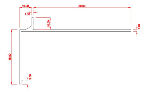 Profil aluminiowy balkonowy prosty PRIAMY 2,5m aluminium Profil aluminiowy balkonowy prosty PRIAMY 2,5m aluminium
