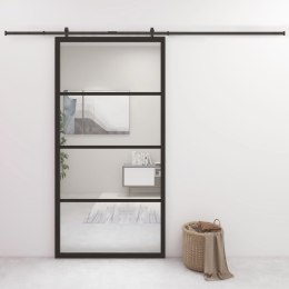 Drzwi przesuwne, aluminium i szkło ESG, 102,5x205 cm, czarne