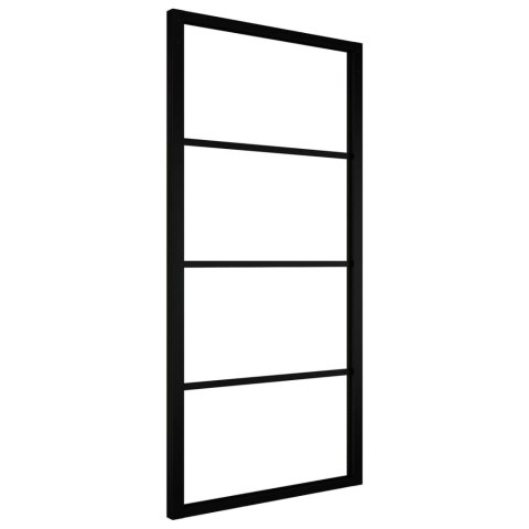 Drzwi przesuwne, aluminium i szkło ESG, 90x205 cm, czarne