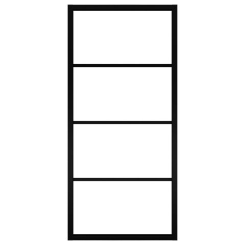 Drzwi przesuwne, aluminium i szkło ESG, 90x205 cm, czarne