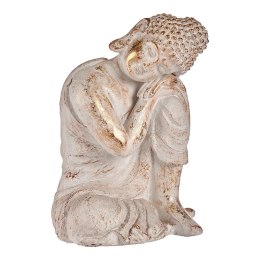 Dekoracyjna figurka ogrodowa Budda Biały/Złoty Polyresin (28,5 x 43,5 x 37 cm)
