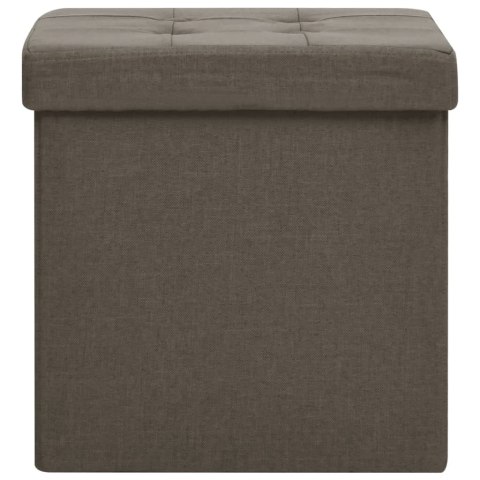 Składane stołki ze schowkiem, 2 szt., brązowe, sztuczny len