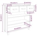 Stolik konsolowy, ciemnoszary, 90x35x90 cm, lite drewno sosnowe