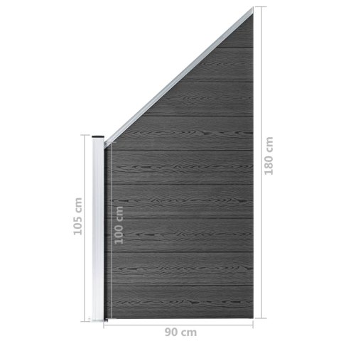 Zestaw ogrodzeniowy z WPC, 965 x (105-186) cm, czarny Zestaw ogrodzeniowy z WPC, 965 x (105-186) cm, czarny