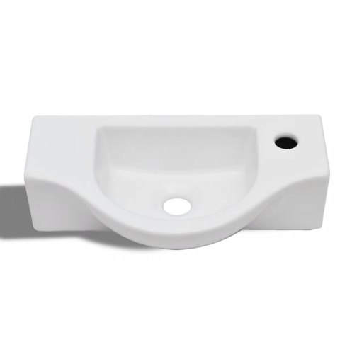 Ceramiczna umywalka z otworem na kran, biała Ceramiczna umywalka z otworem na kran, biała