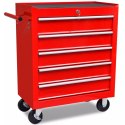 Wózek narzędziowy/warsztatowy z 5 szufladami, czerwony