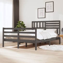 Rama łóżka, lite drewno, szara, 135x190 cm, 4FT6, podwójna