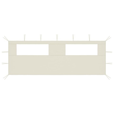 Ścianka z oknami do altany, 6x2 m, kremowa