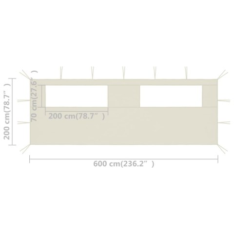 Ścianka z oknami do altany, 6x2 m, kremowa