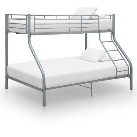 Rama łóżka piętrowego, szara, metalowa, 140x200 cm/90x200 cm