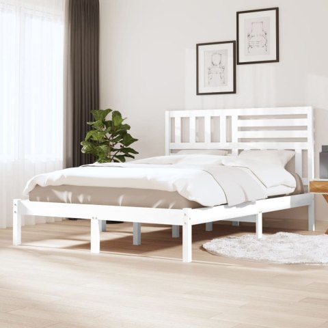 Rama łóżka, biała, lite drewno sosnowe, 160 x 200 cm