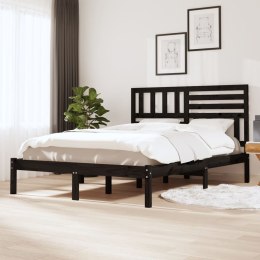 Rama łóżka, lite drewno, czarna, 135x190 cm, 4FT6, podwójna
