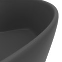 Umywalka z przelewem, matowa ciemnoszara, 36x13cm, ceramiczna