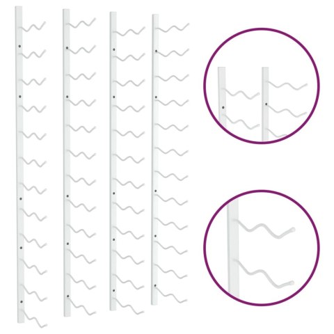 Uchwyty ścienne na 24 butelki wina, 2 szt., białe, żelazne