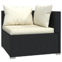 2-osobowa sofa z poduszkami, czarna, polirattan