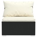 3-osobowa sofa z poduszkami, czarna, polirattanowa