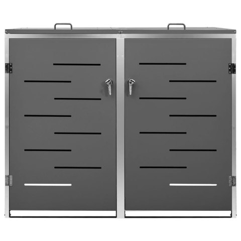 Osłona na 2 kosze na śmieci, 138x77,5x115,5 cm, stal nierdzewna