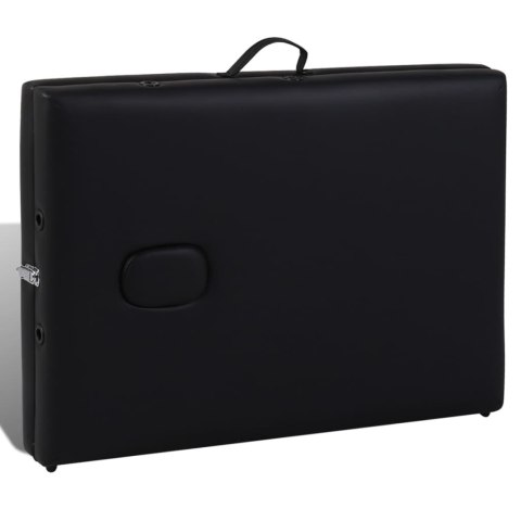 Czarny składany stół do masażu 2 strefy z drewnianą ramą