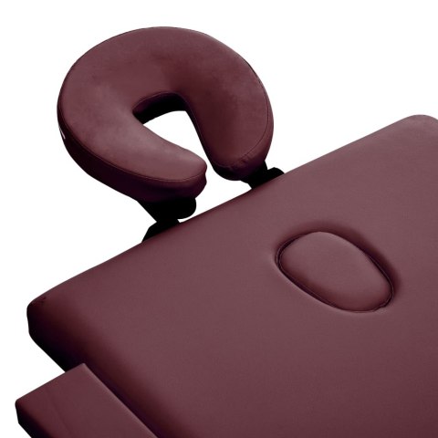 Składany stół do masażu, 2 strefy, aluminiowy, winny fiolet