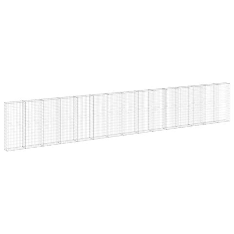 Ściana gabionowa z pokrywami, galwanizowana stal, 900x30x150 cm