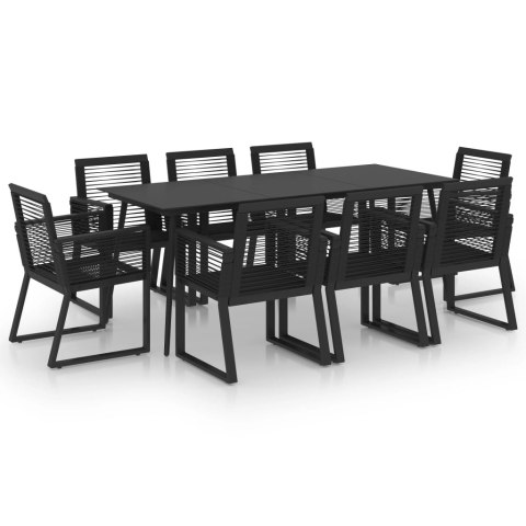 9-cz. zestaw mebli ogrodowych, rattan PVC, czarny 9-cz. zestaw mebli ogrodowych, rattan PVC, czarny