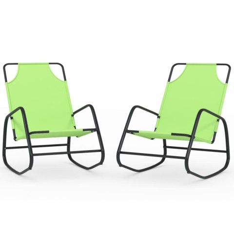 Leżaki bujane, 2 szt., zielone, stal i tworzywo textilene