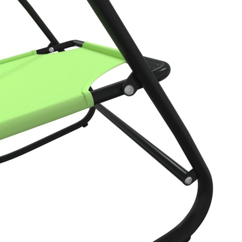 Leżaki bujane, 2 szt., zielone, stal i tworzywo textilene