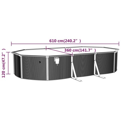 Basen z pompą z filtrem piaskowym i drabinką, 610x360x120 cm Basen z pompą z filtrem piaskowym i drabinką, 610x360x120 cm