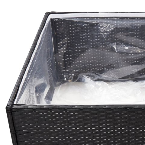 Donica ogrodowa, czarna, 80x80x40 cm, rattan PE