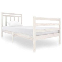 Rama łóżka, biała, lite drewno, 90x200 cm